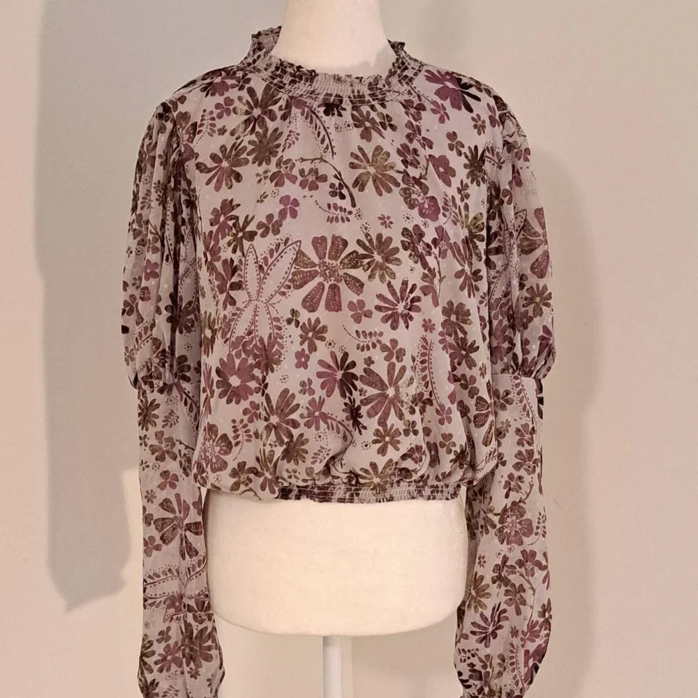 Free People Clarissa Lilac Grey Combo Top - Size XS NWT